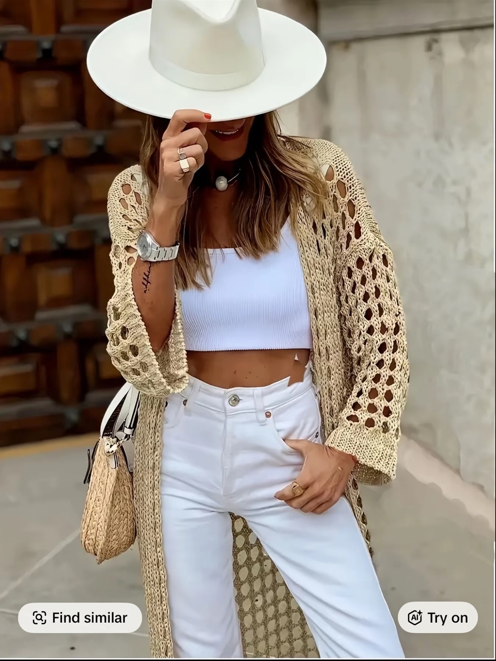 TikTok Shop White Long Cardigan Size Small